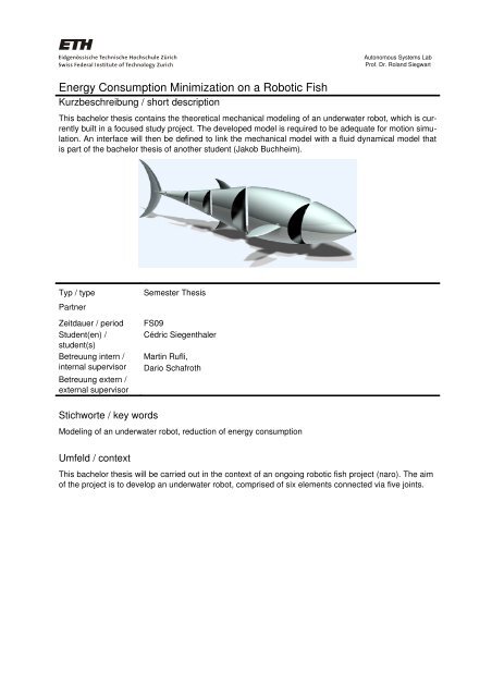 ASL Student Project Description - ETH - ASL Student Projects