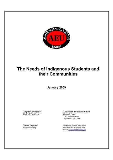 The Needs of Indigenous Students and their Communities