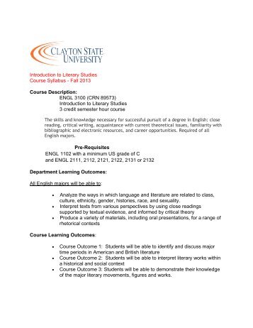 ENGL 3100 syllabus - Clayton State University