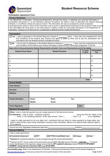 SRS Participation Agreement, 2013 (PDF, 154KB) - Meridan State ...