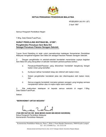 KETUA PENGARAH PENDIDIKAN MALAYSIA SURAT PEKELILING ...