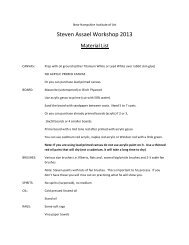 Steven Assael Workshop Material List - New Hampshire Institute of Art