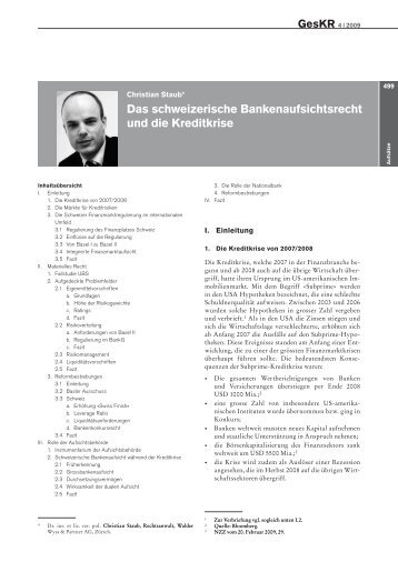 Das schweizerische Bankenaufsichtsrecht und ... - Walder Wyss Ltd.
