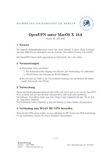 OpenVPN unter MacOS X 10.6 mit Tunnelblick