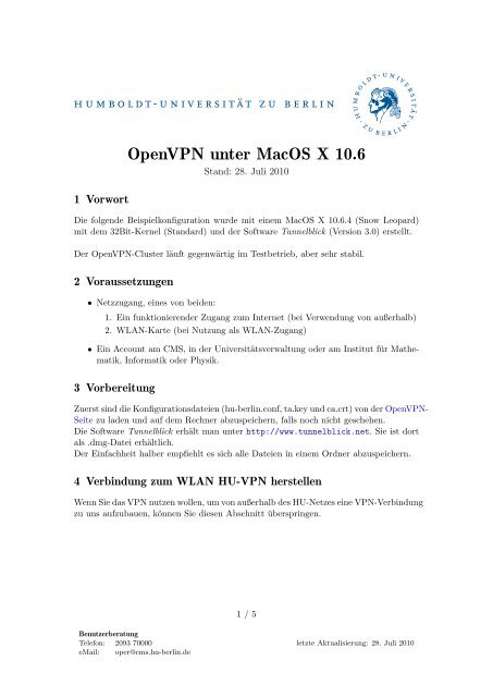 OpenVPN unter MacOS X 10.6 mit Tunnelblick