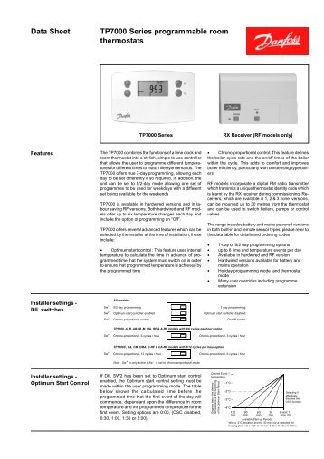 TP7000 Series programmable room thermostats Data Sheet