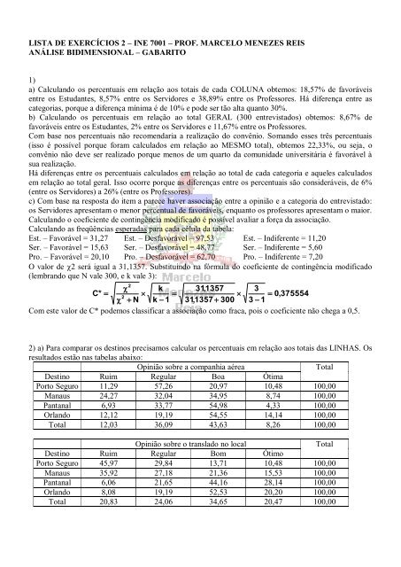 8. Gabarito da Lista de ExercÃ­cios 2 - Ine