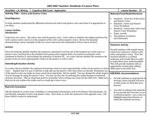 Active And Passive Voice Florida Technet