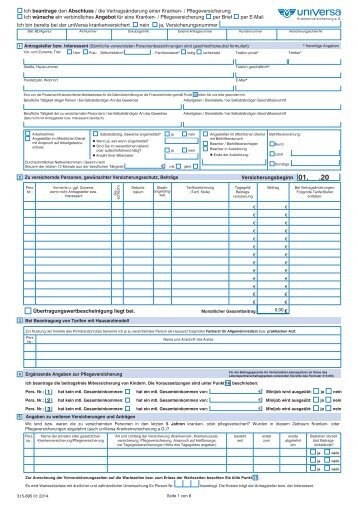 Antrag Krankenversicherung (PDF ) - Private Krankenversicherung ...