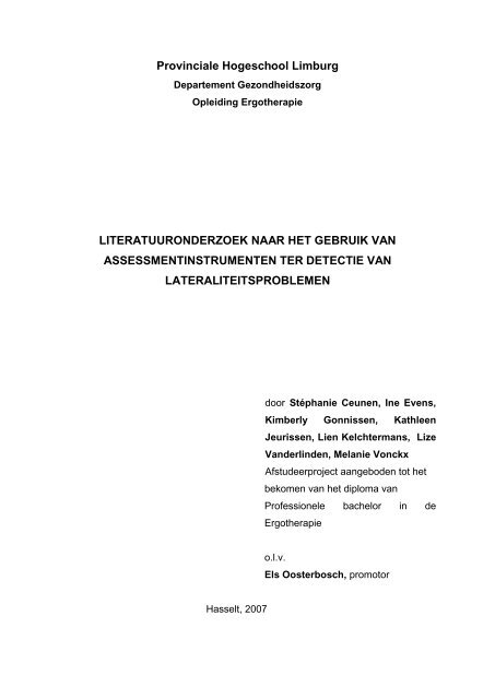 Eindwerk Lateraliteit Pdf Provinciale Hogeschool Limburg