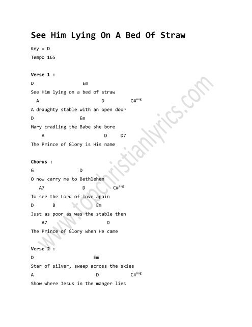 See Him Lying On A Bed Of Straw Chords Top Christian Lyrics