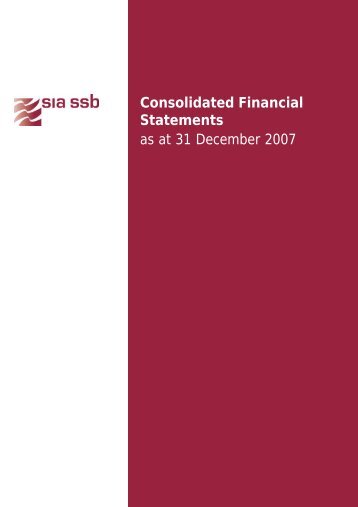 Consolidated Financial Statements as at 31 December 2007 - SIA