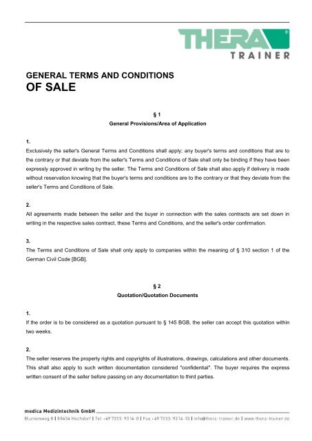 General Conditions and Terms of Sale - THERA-Trainer