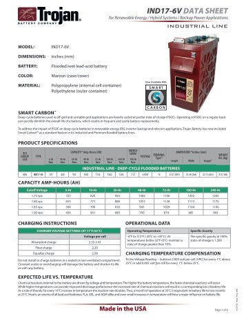 IND17-6V Data sheet - Trojan Battery Company