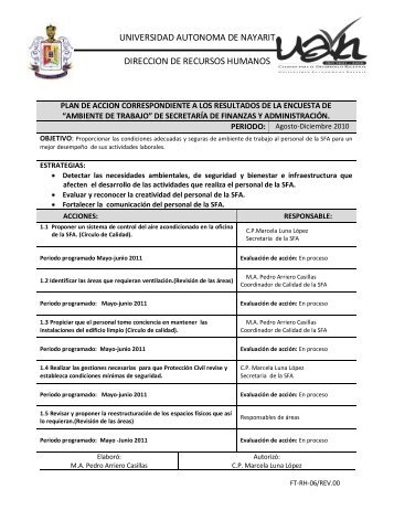 Plan de AcciÃ³n Diciembre 2010 - sistema administrativo de calidad