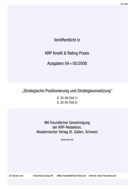 GleiÃner, W.: Strategische Positionierung und Strategieumsetzung, in