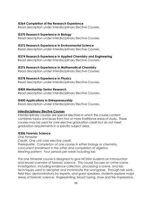 NCSSM COURSE CAtAlOG - North Carolina School of Science and ...