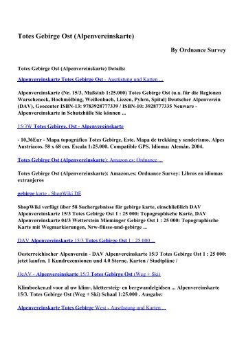 Download Totes Gebirge Ost (Alpenvereinskarte) pdf ebooks by ...