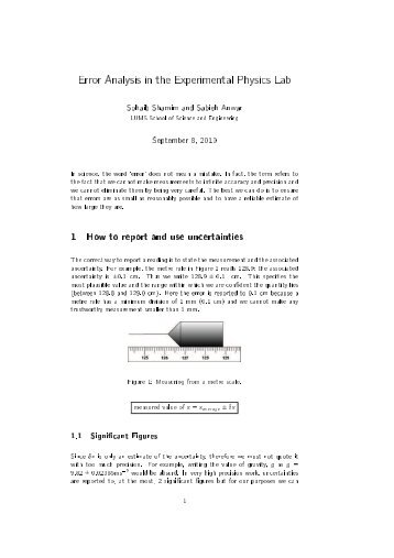 Error Analysis in the Experimental Physics Lab