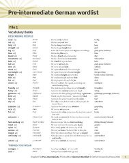 Pre-intermediate German wordlist