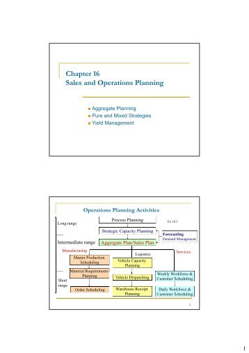 Sales and Operations Planning for Services