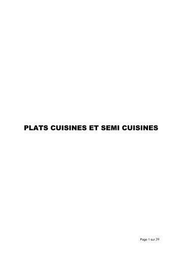 PLATS CUISINES ET SEMI CUISINES - Tunisie industrie