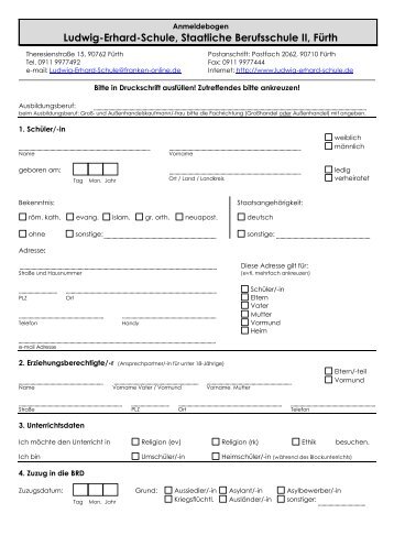 Ludwig-Erhard-Schule, Staatliche Berufsschule II, Fürth