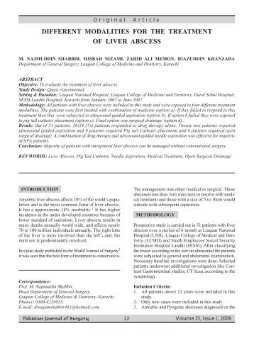 different modalities for the treatment of liver abscess - Pakistan ...