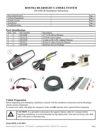 ROSTRA REARSIGHT CAMERA SYSTEM