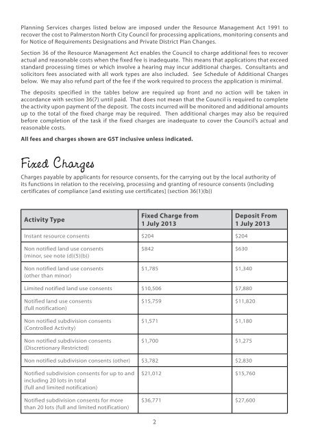 Fees and Charges - PDF - Palmerston North City Council