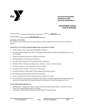 Volunteer Soccer Coach Job Description - The Summit Area YMCA