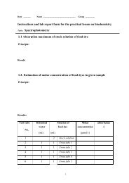 Instructions and lab report form for the practical lesson on ...