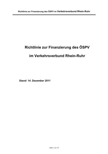 Richtlinie zur Finanzierung des ÖSPV im Verkehrsverbund Rhein ...