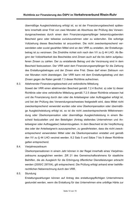 Richtlinie zur Finanzierung des ÖSPV im Verkehrsverbund Rhein ...