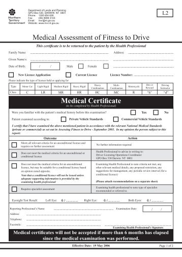 L2 form medical assessment of fitness to drive.indd - Department of ...