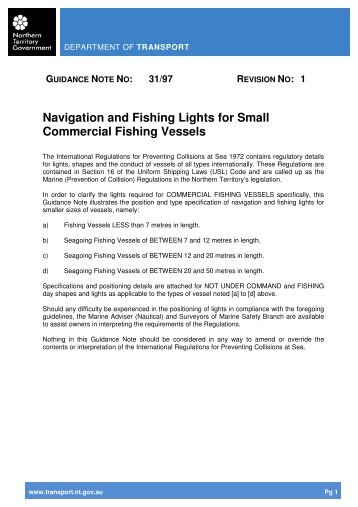 Navigation and Fishing Lights for Small Commercial Fishing Vessels