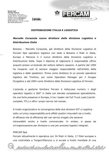 DISTRIBUZIONE ITALIA E LOGISTICA Marcello Corazzola nuovo ...