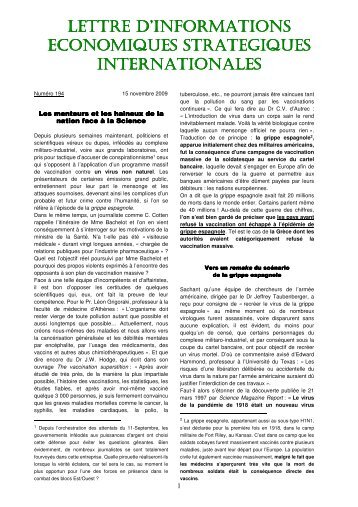 lettre d'informations economiques strategiques internationales