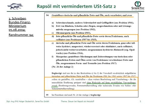 Rapsöl und Energiesteuer 2