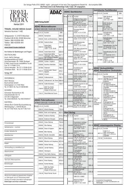 TRAVEL HOUSE MEDIA Gmbh Herbst 2011