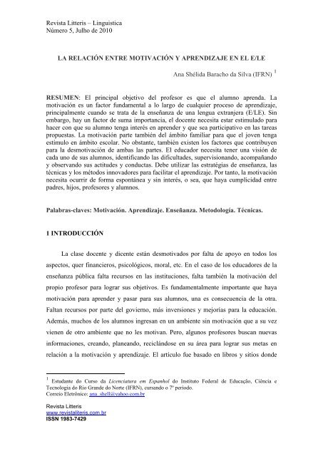 LA RELACIÃN ENTRE MOTIVACIÃN Y APRENDIZAJE EN EL E/LE
