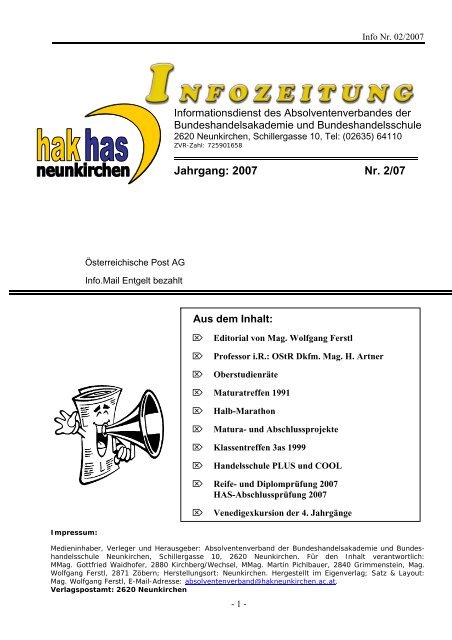 Jahrgang: 2007 Nr. 2/07 - HAK-HAS Neunkirchen