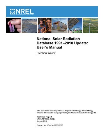 National Solar Radiation Database 1991â2010 Update: User's Manual