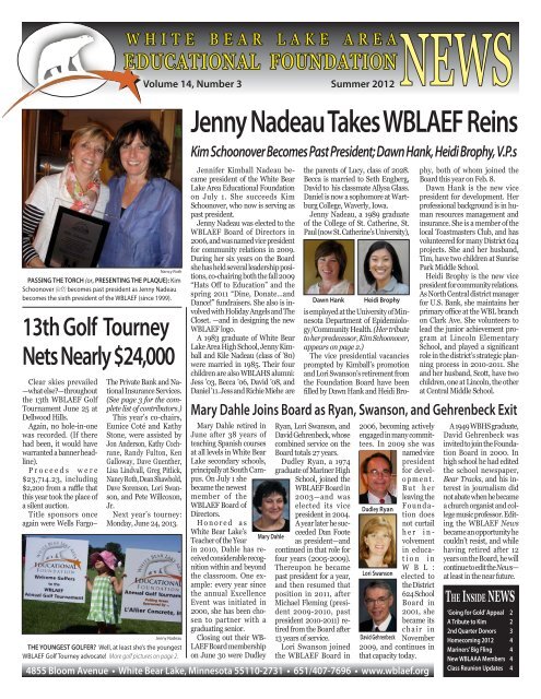 Summer 2012.pdf - White Bear Lake Area Educational Foundation