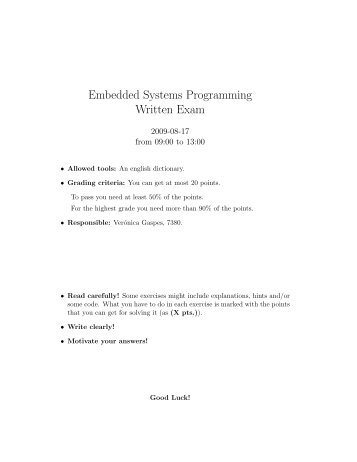 Embedded Systems Programming Written Exam