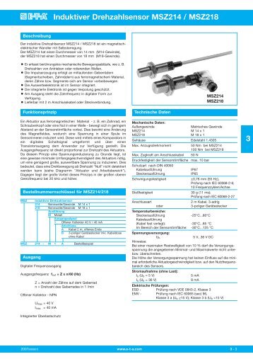 Induktiver Drehzahlsensor MSZ214 / MSZ218 3 - FlowVision GmbH