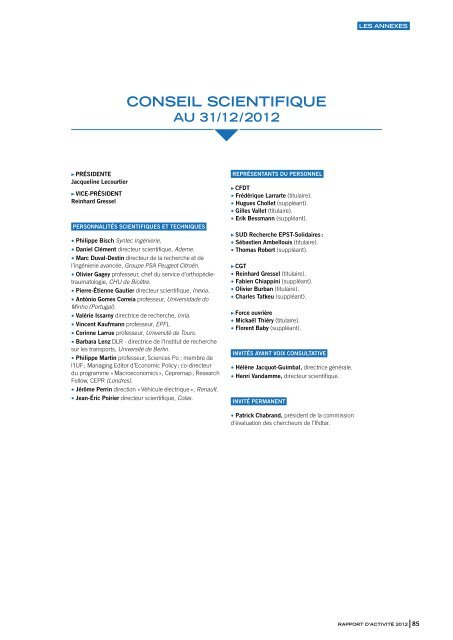 TÃ©lÃ©charger le rapport d'activitÃ© 2012 - Ifsttar