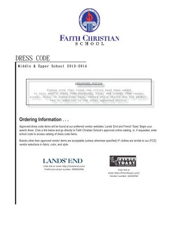 Middle and Upper School Dress Code 2013 â 2014 - Faith Christian ...