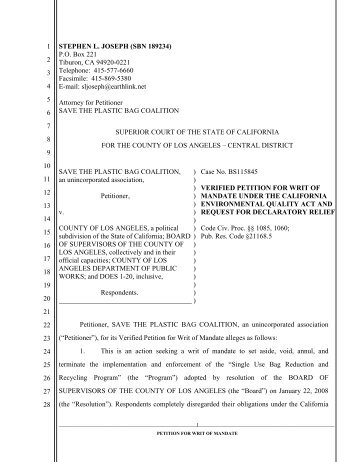 Initial Study Environmental Checklist Plastic Bag Laws
