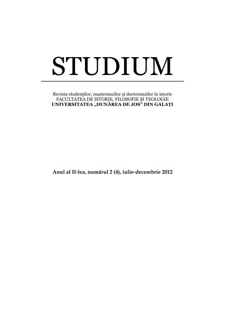 Studium, anul II, nr. 2 (4), 2012 (PDF) - Istorie, Filosofie Åi Teologie